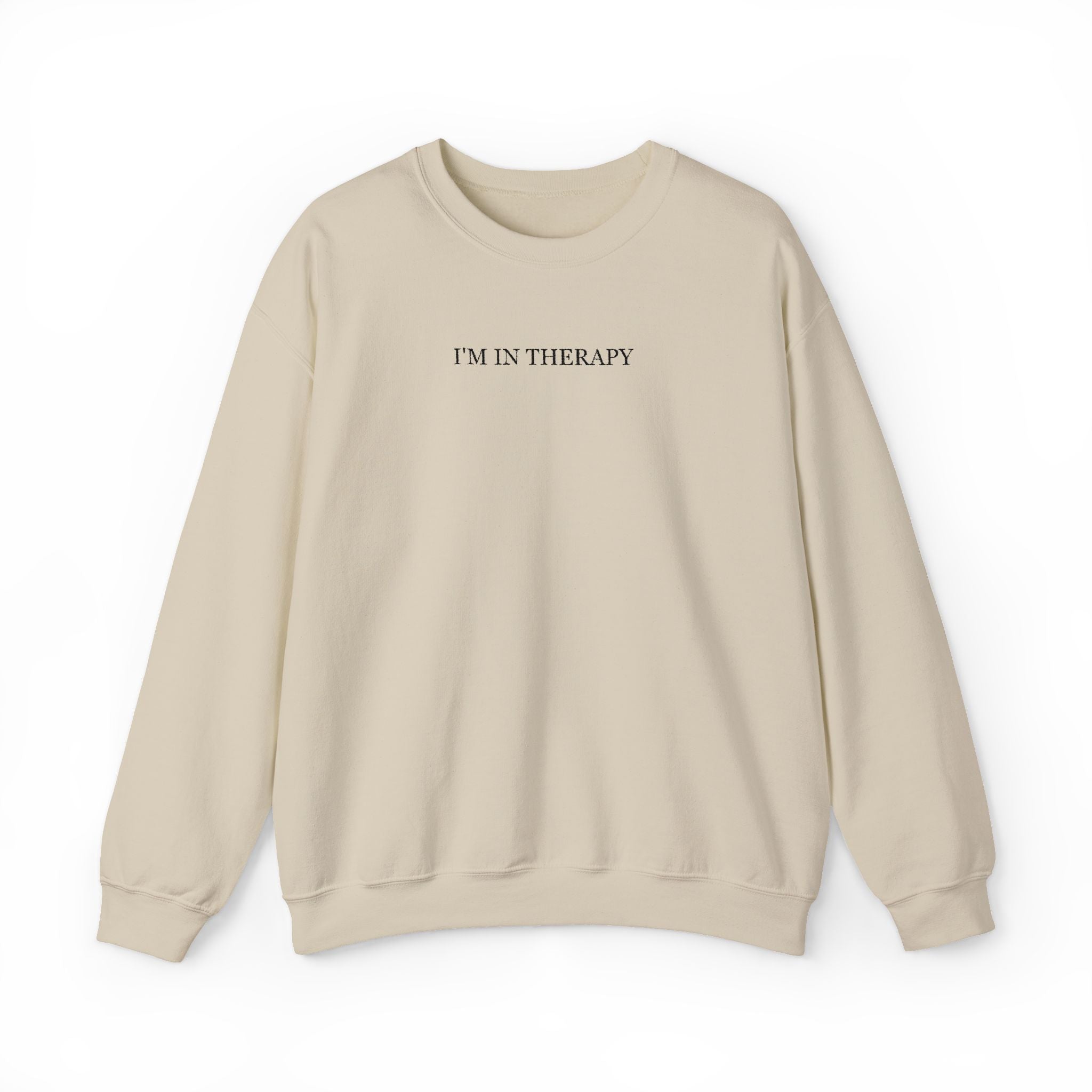 I'm In Therapy Minimalistic Oversized Sweatshirt | Black on Tan