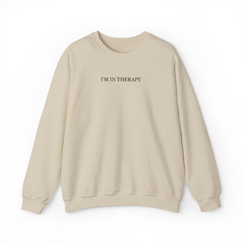 I'm In Therapy Minimalistic Oversized Sweatshirt | Black on Tan