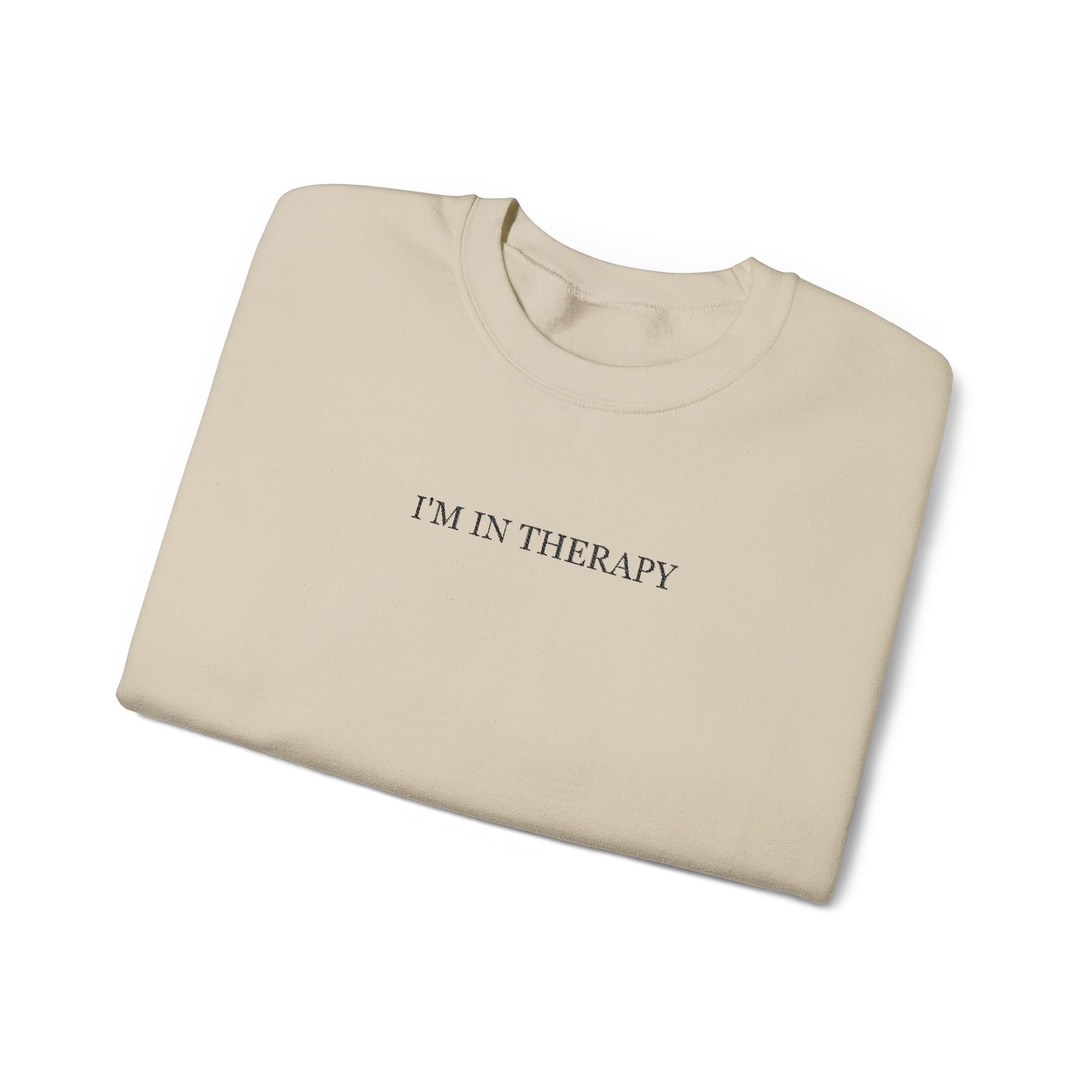 I'm In Therapy Minimalistic Oversized Sweatshirt | Black on Tan